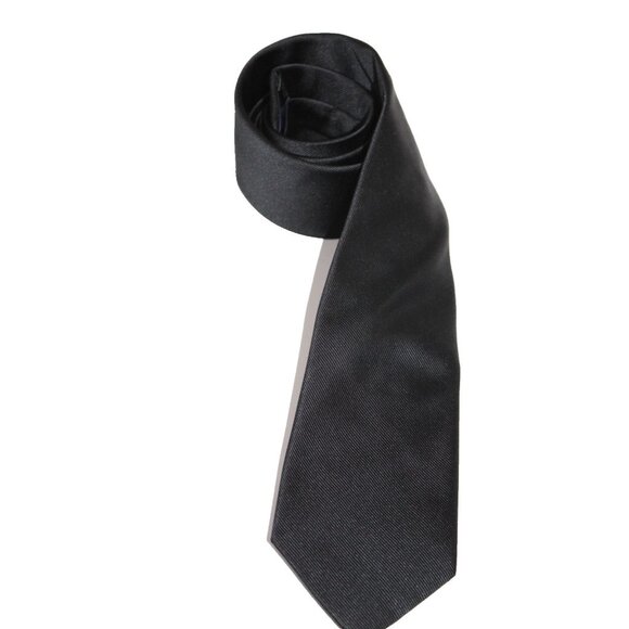 THE TIE BAR Men's 100% Silk DESIGNER Tie Solid Black 57" x 3" EUC - Picture 5 of 6